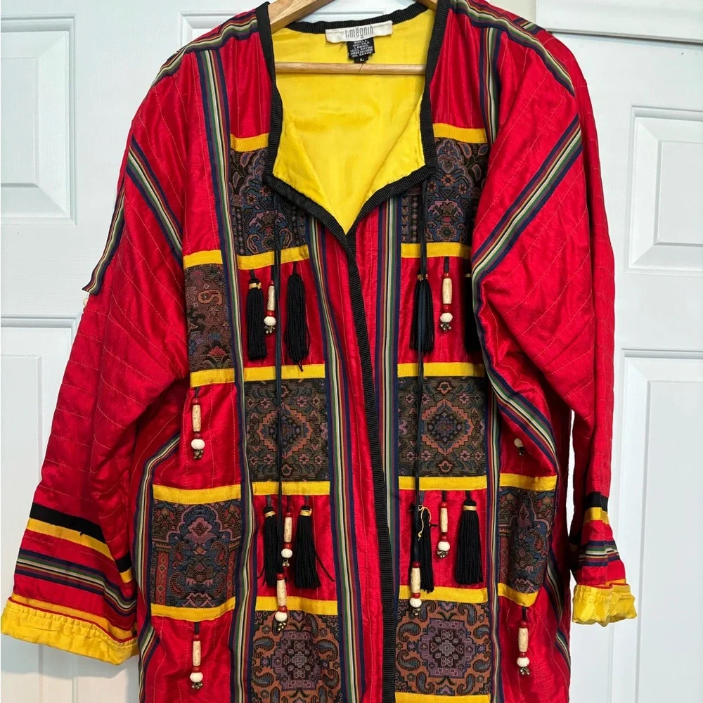 Bold Red and Yellow Ethnic-Inspired Jacket - Picture 2 of 9